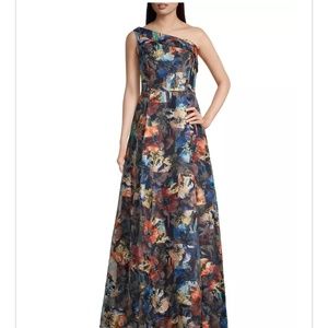 Aidan Mattox One-Shoulder Floral Ball Gown